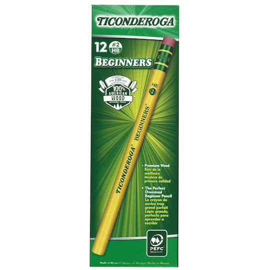 Ticonderoga&#xAE; Beginners Primary Size No. 2 Pencils with Eraser, 12 Per Box, 3 Boxes